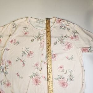 Y2k United States Sweaters Pink Floral Short Sleeve Grandma Core Romantic Button